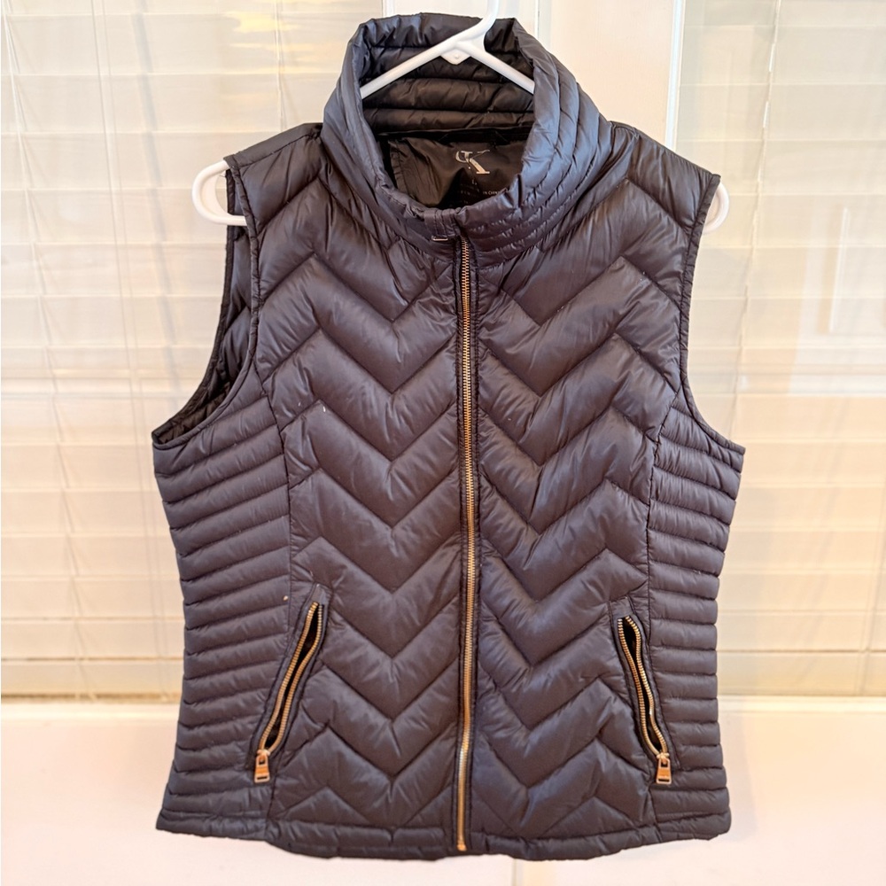 Calvin Klein Women's Quilted Vest - Black, Size Large